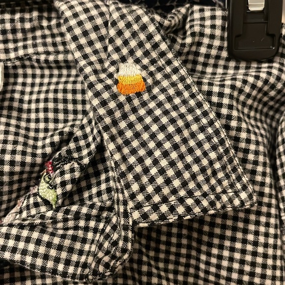 VICTORIA JONES BLACK WHITE EMBROIDERED HALLOWEEN SHIRT PLUS 30W - Picture 7 of 7